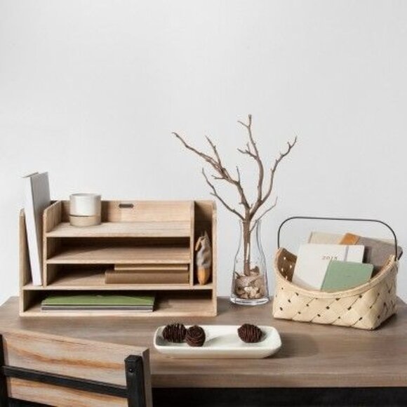 Wooden Desk Organizer - Hearth & Hand Magnolia - 6-Compartment File Sorter 2018 - Picture 2 of 6